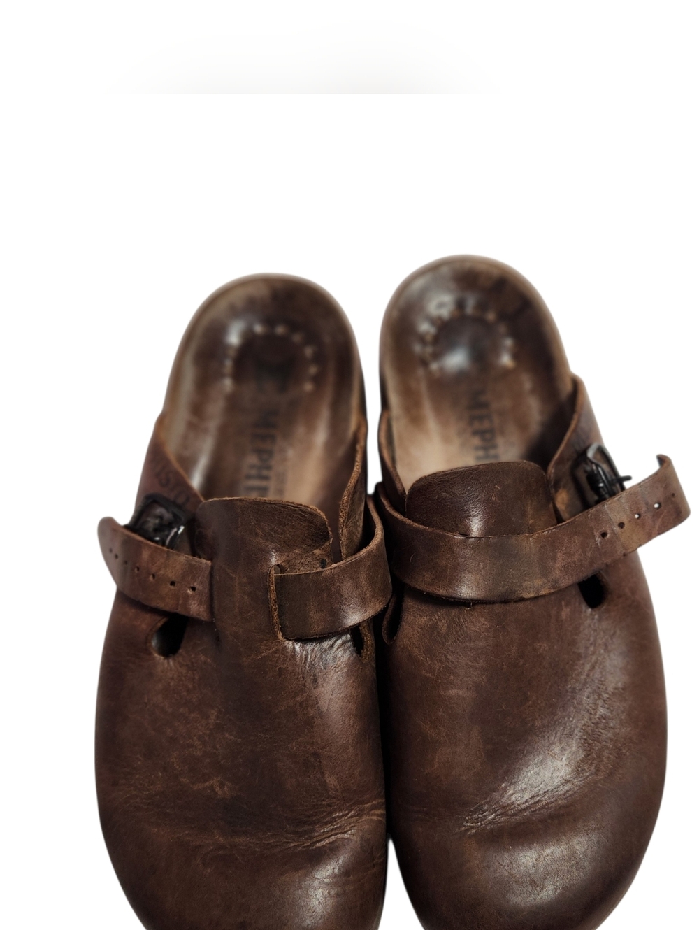 Mephisto Zaverio men's brown Leather Slip-On Clogs with Adjustable Strap